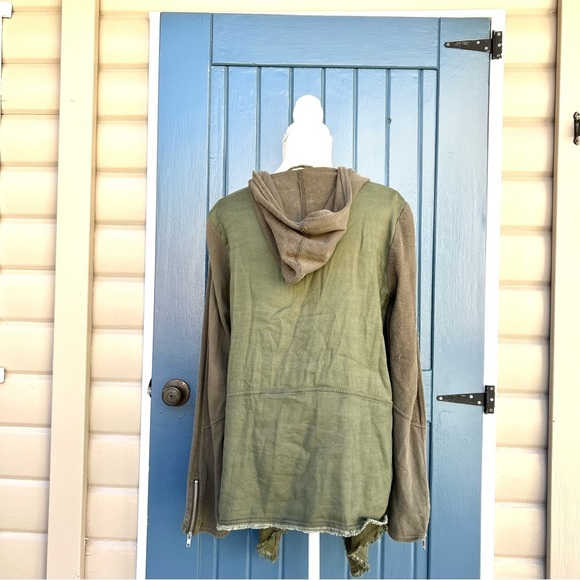 Free People Over Size Asymmetrical Olive Green Snap Hoodie Women Size Sm… - Picture 5 of 10